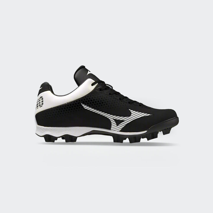 Mizuno Finch black baseball shoes, right side view