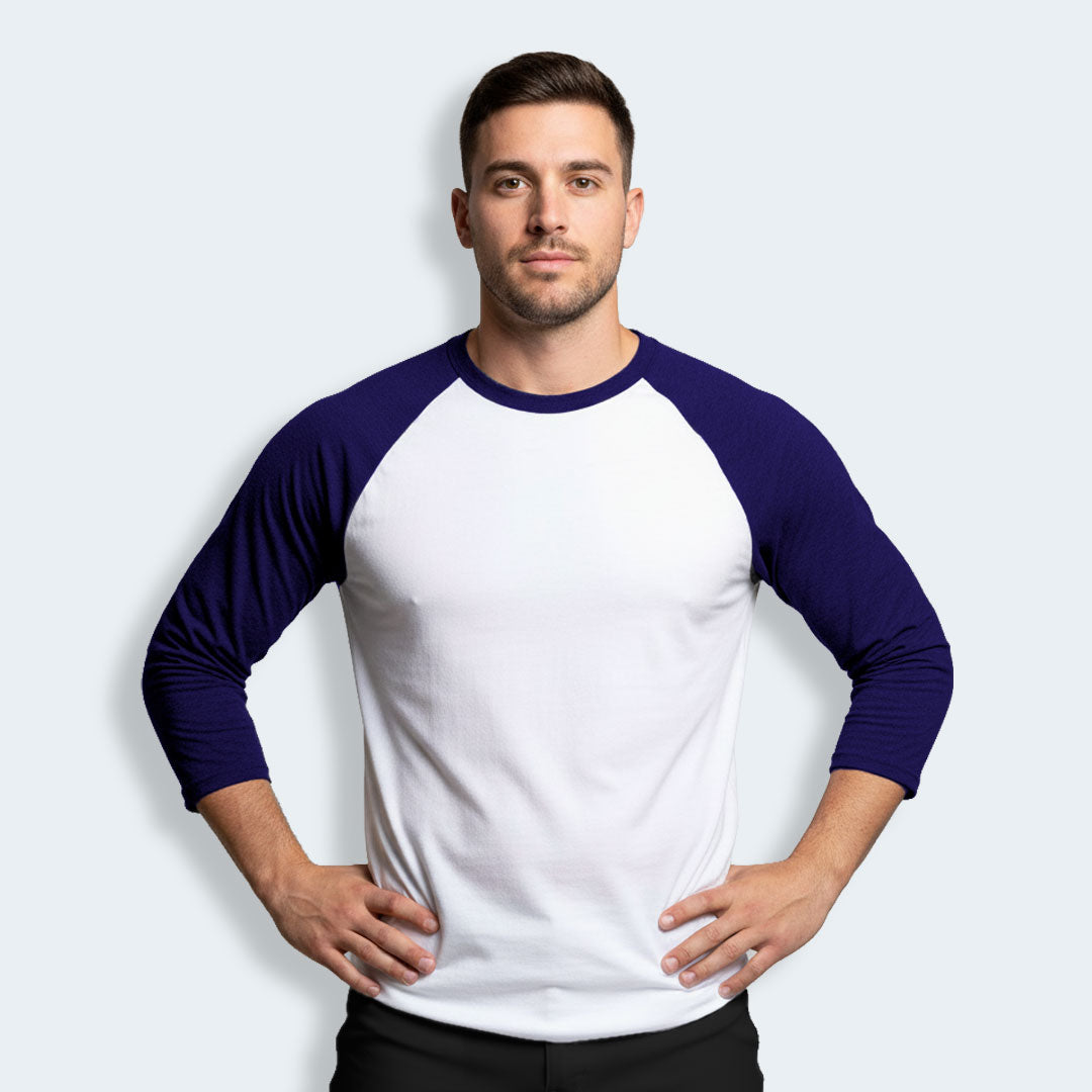 Long Sleeve Baseball T - Navy / White