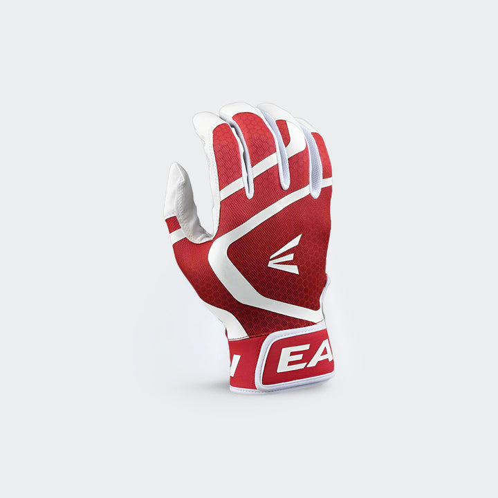 Front view of Easton Mav GT red batting glove