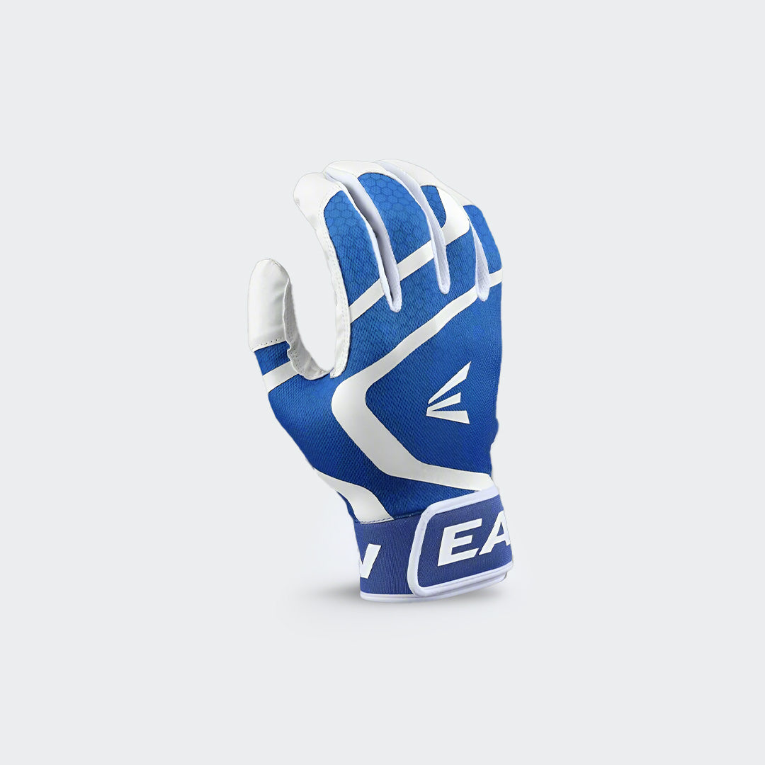 Front view of Easton Mav GT blue batting glove
