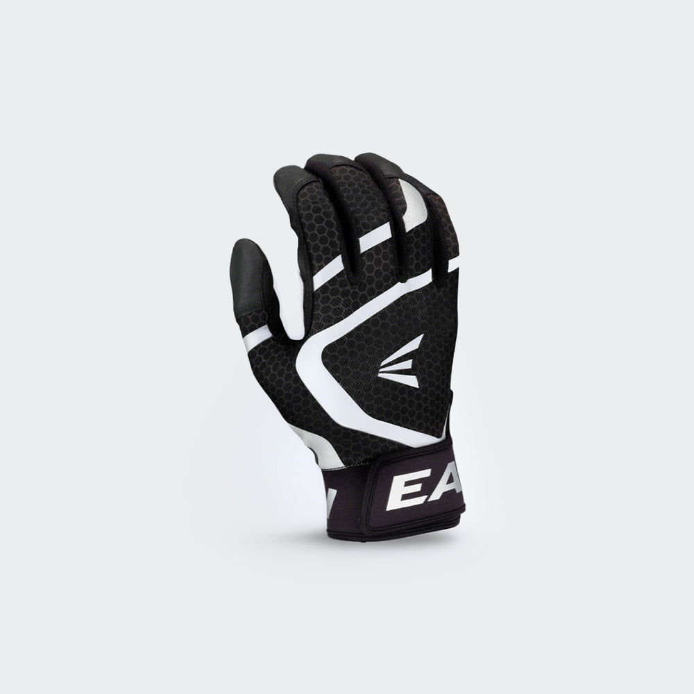 Front view of Easton Mav GTYBG youth black batting gloves