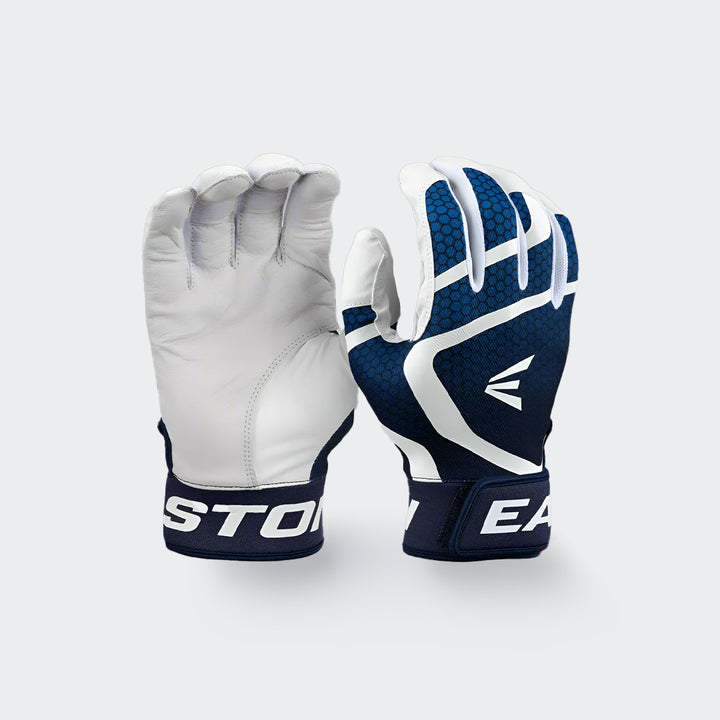 Front view of Easton Mav GTYBG youth navy batting gloves