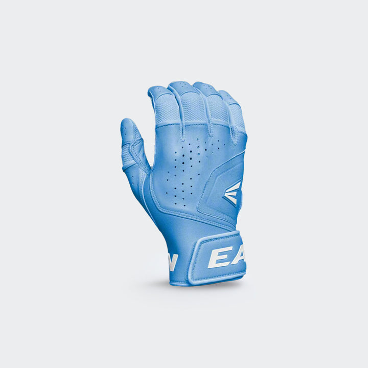 Front view of Easton Mav Pro blue batting gloves