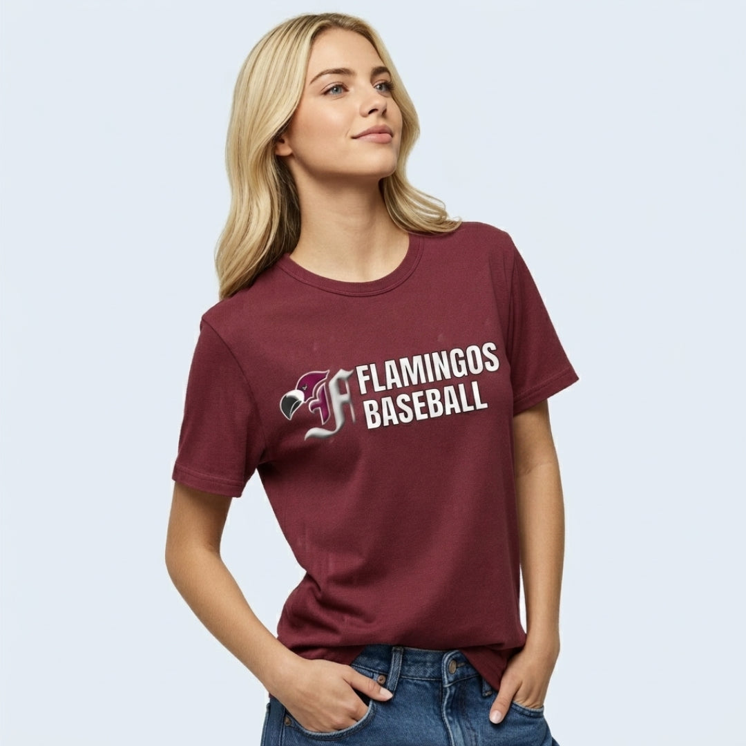 Adult Cotton Maroon T-Shirt / Berlin Flamingos