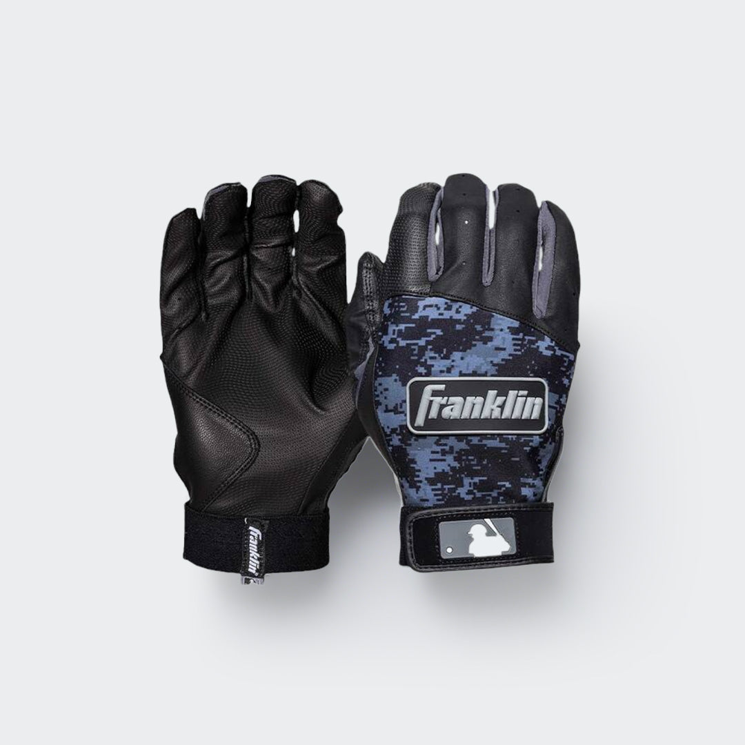 Front view of Franklin Digitek soft blue batting gloves