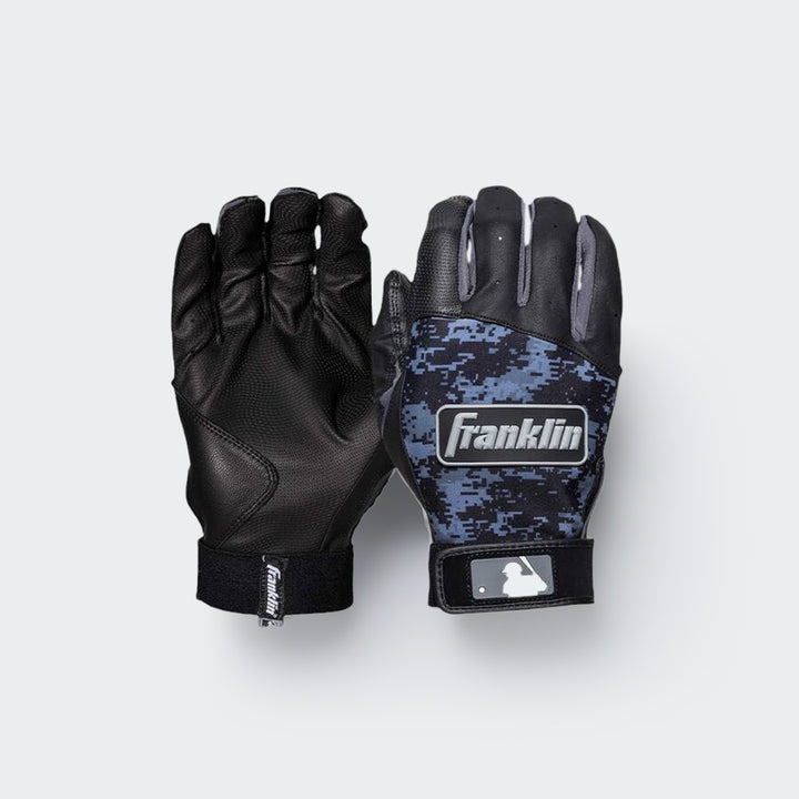 Front view of Franklin Digitek soft blue batting gloves