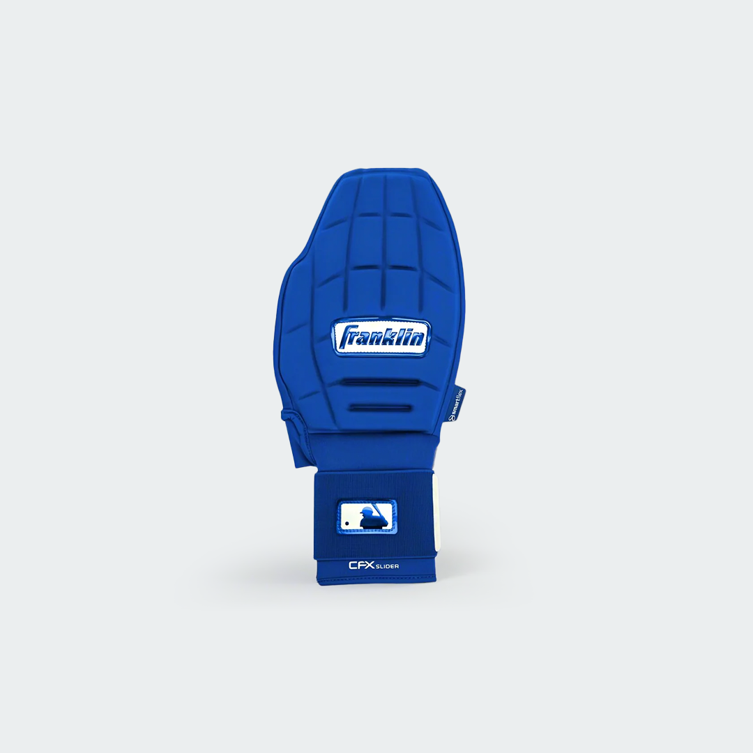 Franklin PRT Series sliding mitt in blue, offering hand protection for baseball and softball players during slides