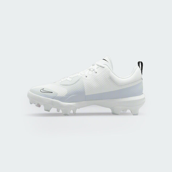 Nike Force Trout 9 white baseball shoes, right side view