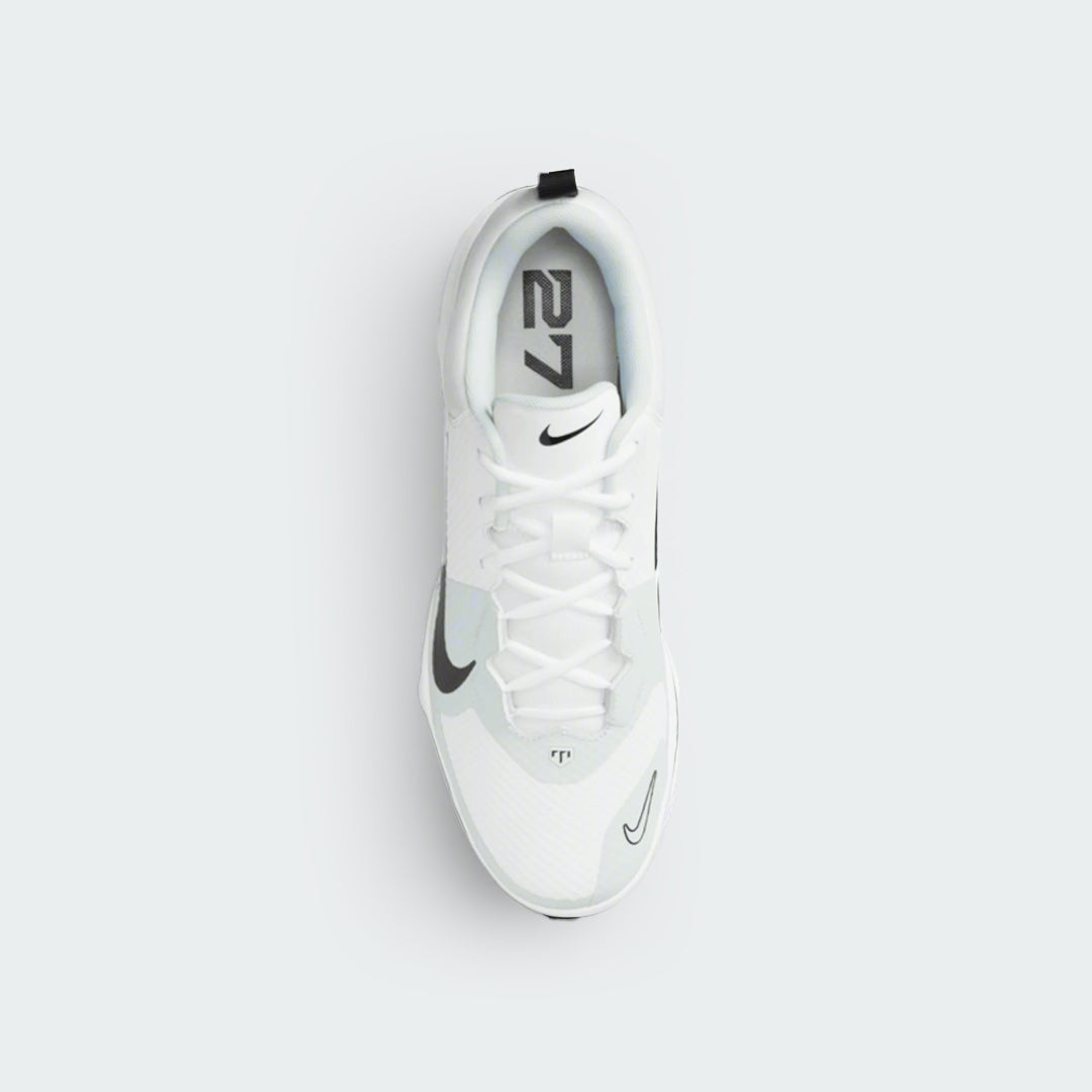 Nike Force Trout 9 white baseball shoes, top view
