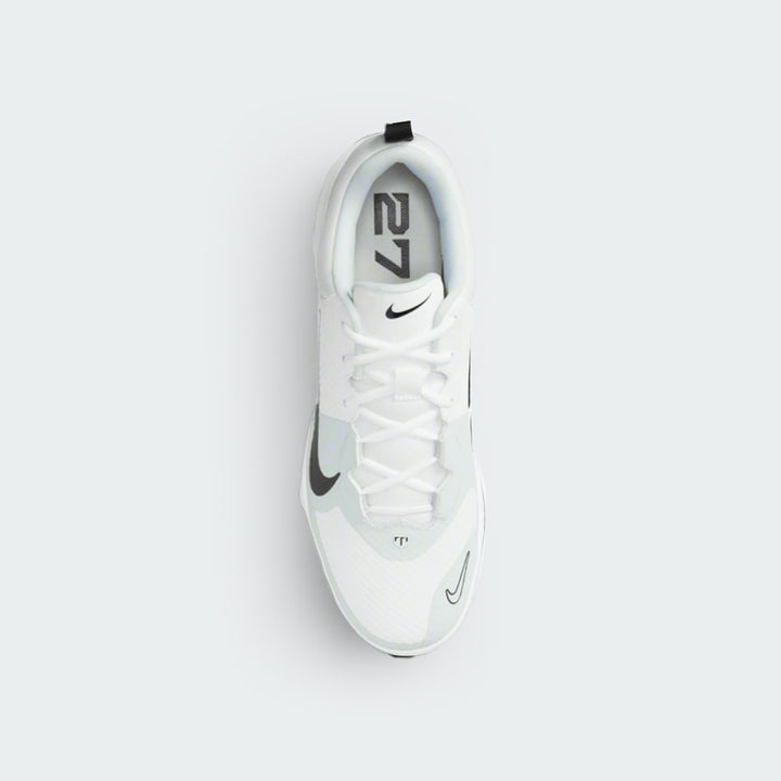 Nike Force Trout 9 white baseball shoes, top view