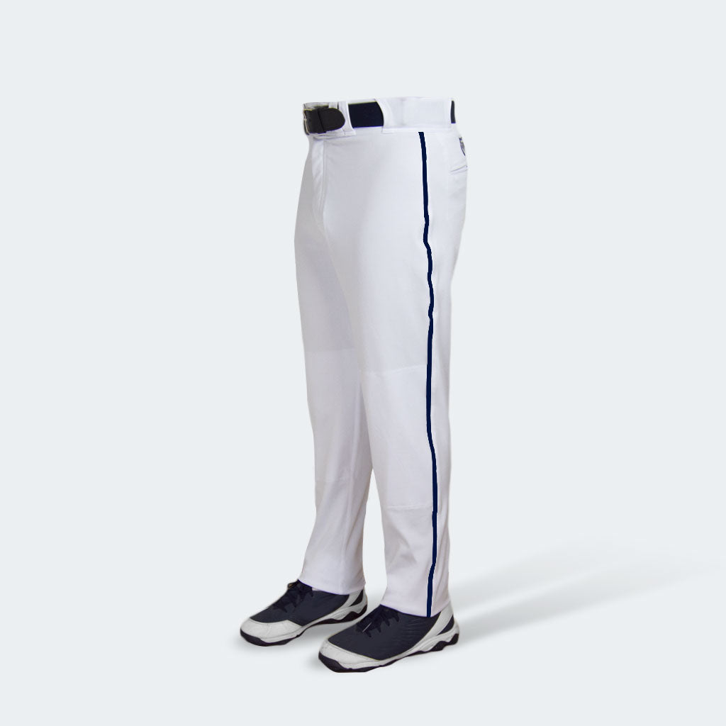 Semi relaxed baseball pants with leg trim navy