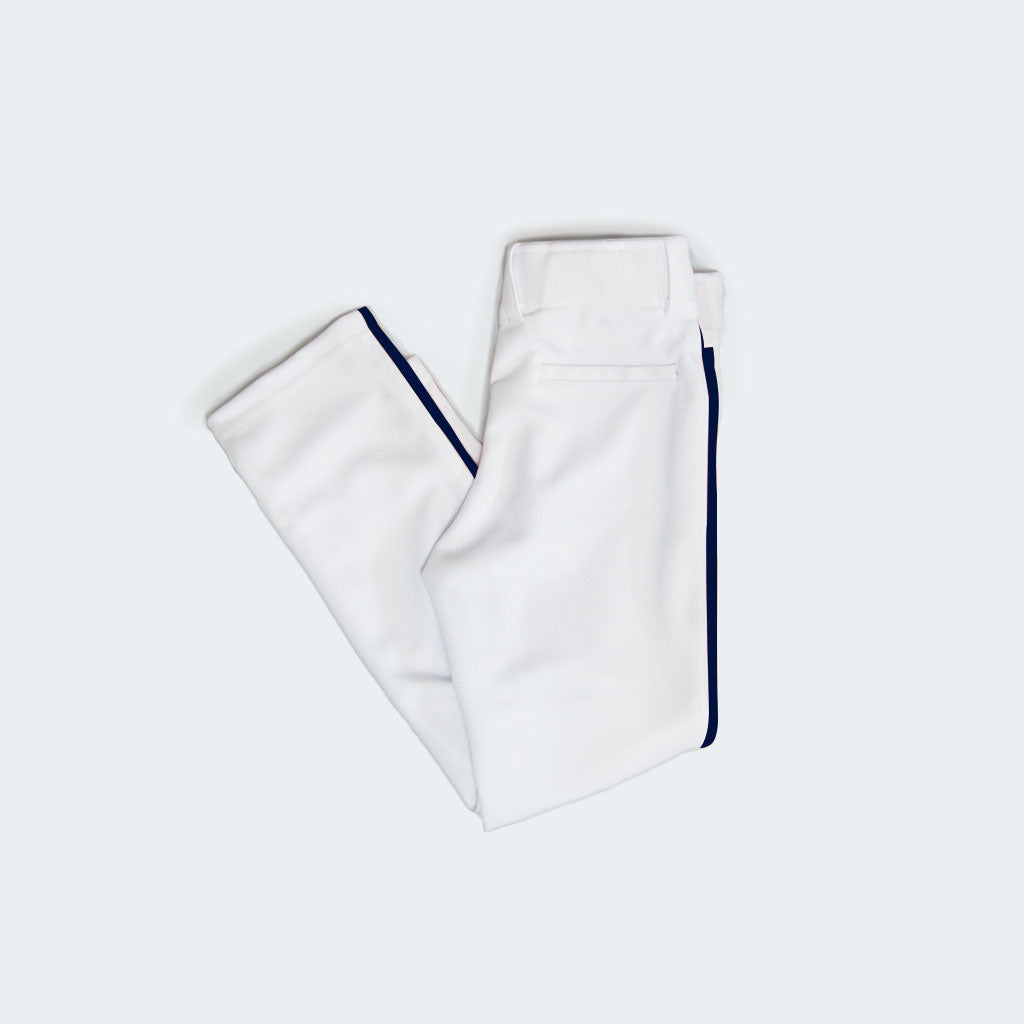 Semi relaxed baseball pants with leg trim navy Top view