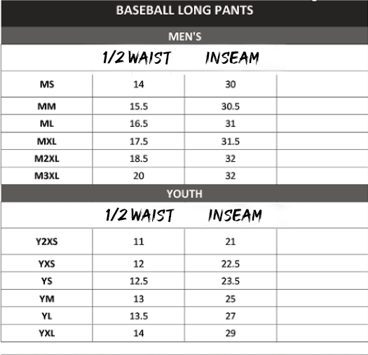 Youth Long Baseball Pants