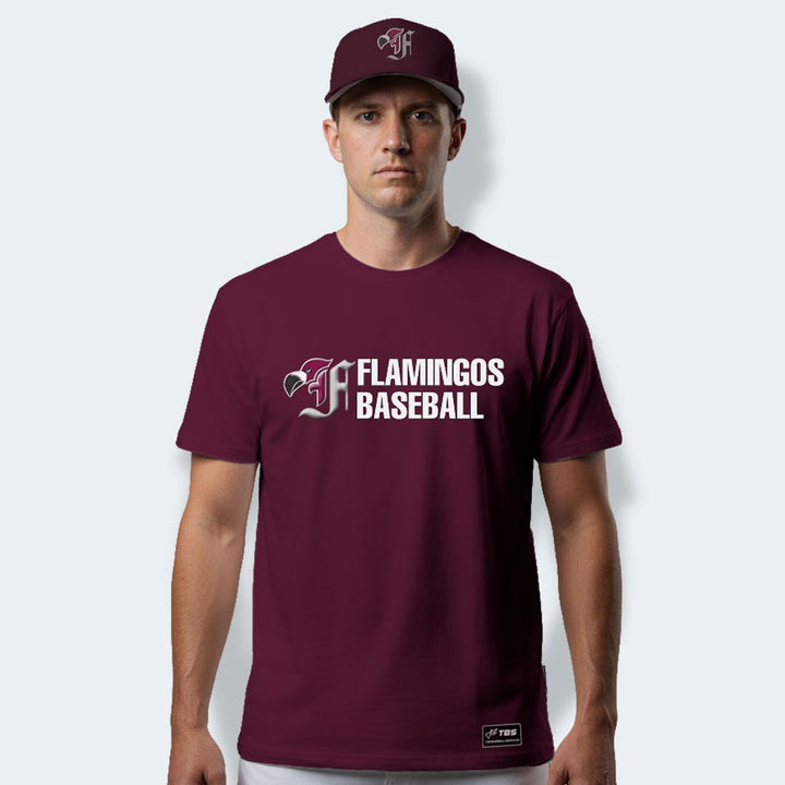 Adult Cotton Maroon T-Shirt / Berlin Flamingos