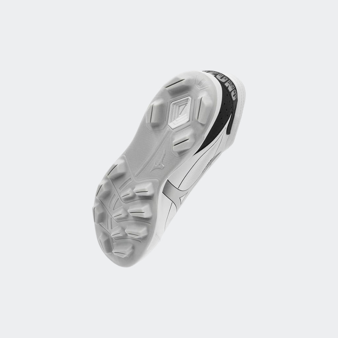 Mizuno Cushionrevo Diamond Mid TPU baseball shoe white black — detail view