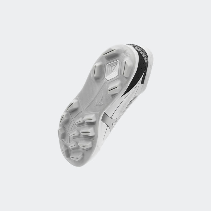 Mizuno Cushionrevo Diamond Mid TPU baseball shoe white black — detail view