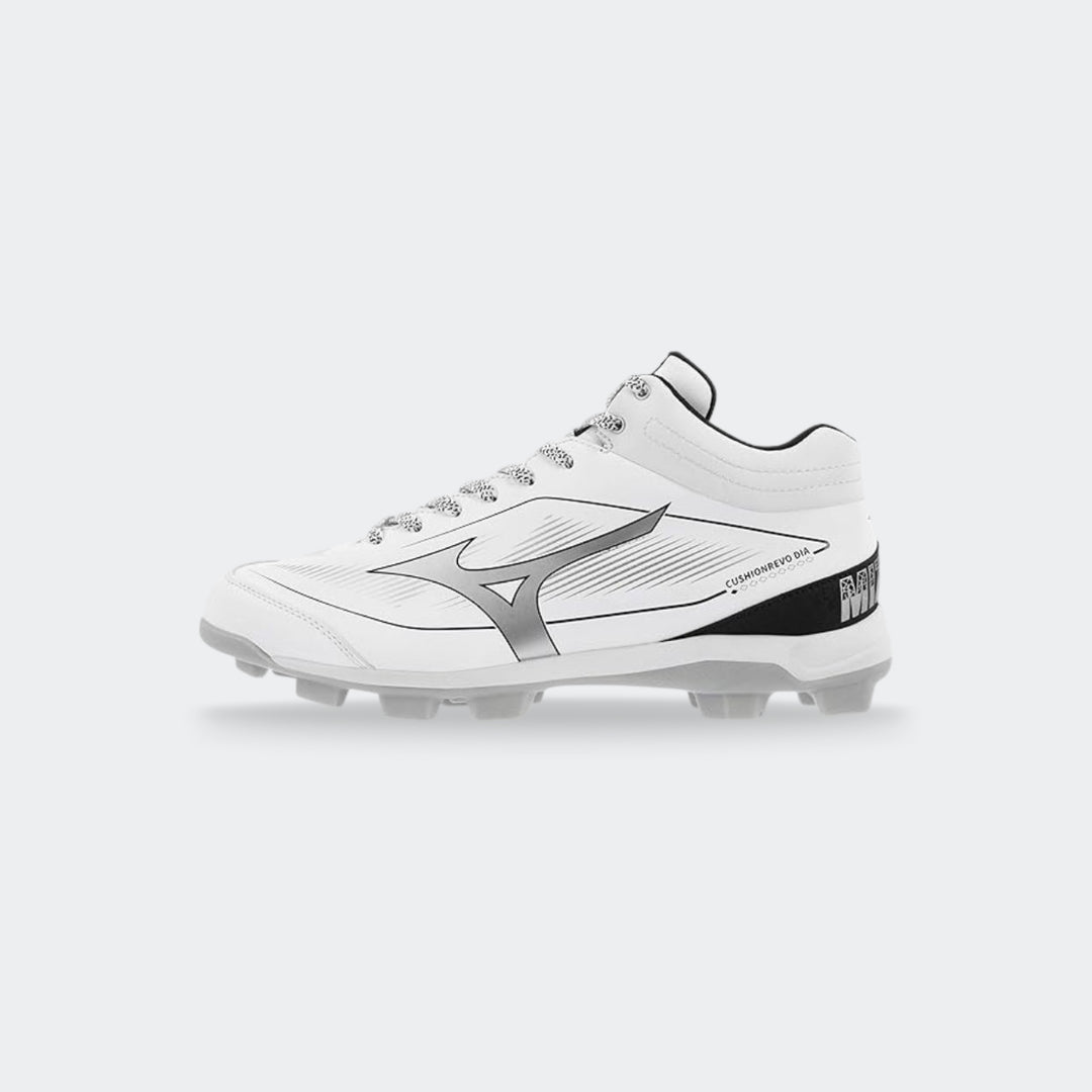 Mizuno Cushionrevo Diamond Mid TPU baseball shoe white black