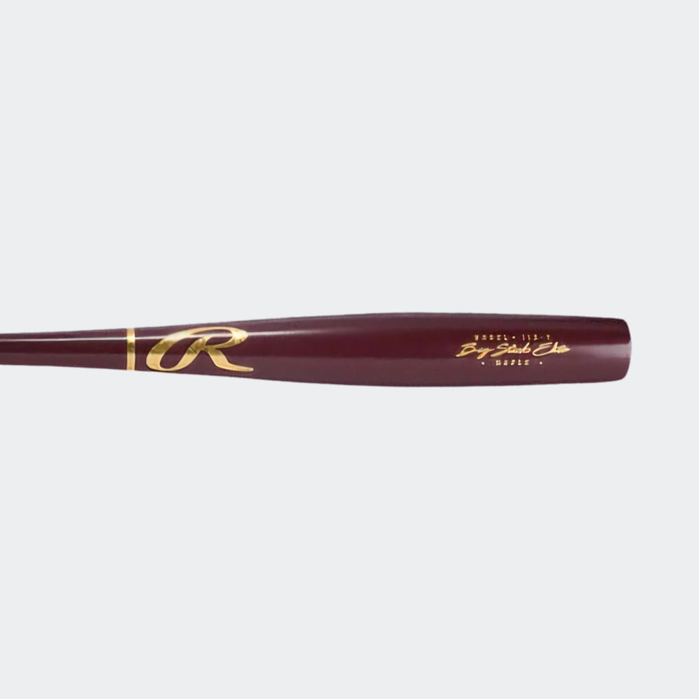 Rawlings Torpedo Maple Wine 34” Wood Baseball Bat close view