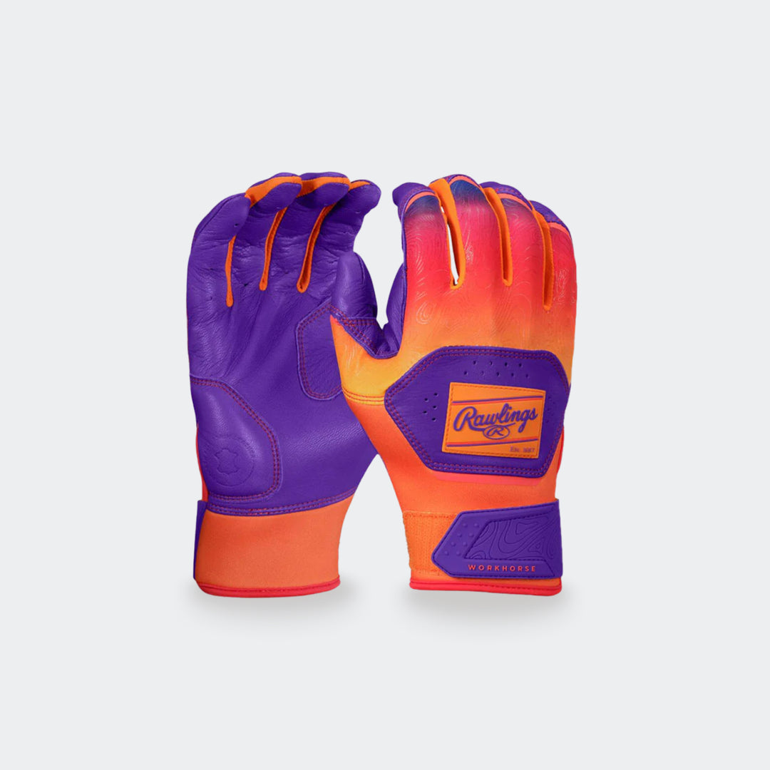 Rawlings WH25BG Workhorse Fun Burst Purple/Orange — pair view