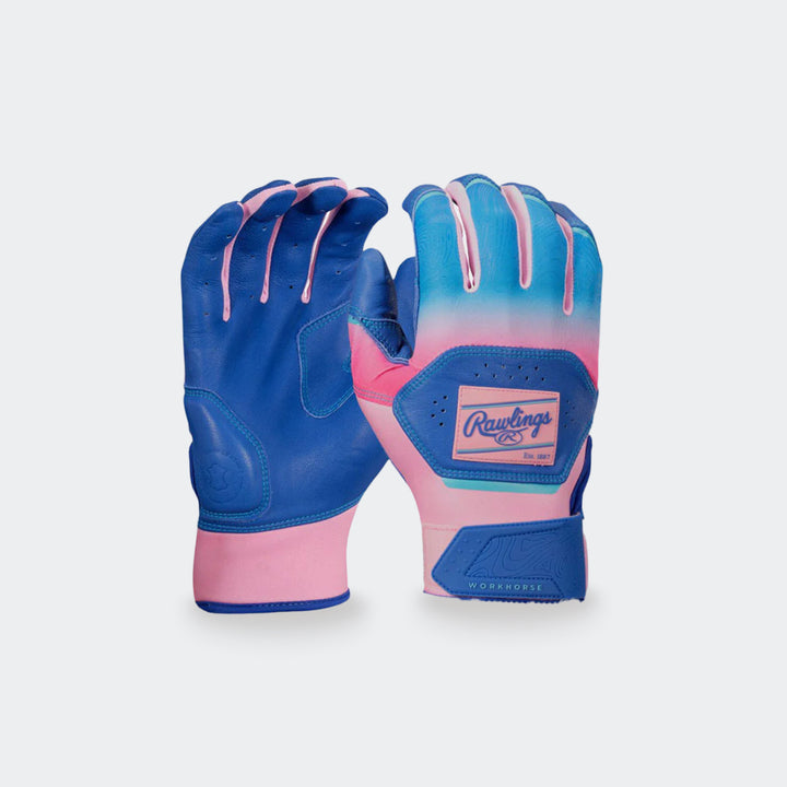 Rawlings WH25BG Workhorse Fun Burst Royal/Pink — pair view